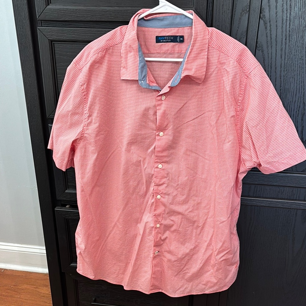 Nautica Red Casual Button Down Shirt